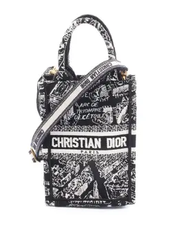 Christian Dior 2021-2025 Mini Plan de Paris Logo Embroidered Canvas Vertical Book Tote satchel 31188716