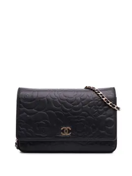 Chanel 2012 Lambskin Camellia Embossed Wallet On Chain crossbody bag 31199609