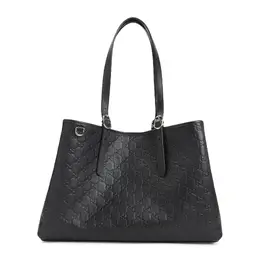 Gucci-Black Leather Emblem Gg Tote Bag-Donna 52233864905044