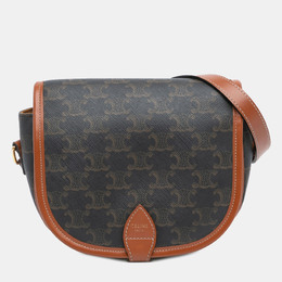 Celine Brown Medium Triomphe Coated Canvas Folco Crossbody Bag 1183356