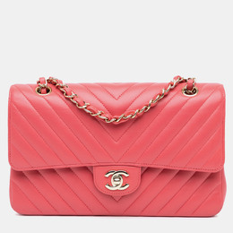 Chanel Pink Medium Classic Chevron Lambskin Double Flap Shoulder Bag 1183303