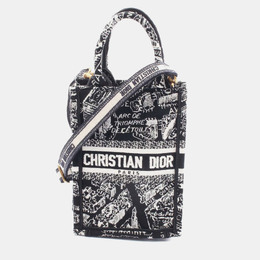 Christian Dior Black Mini Plan de Paris Logo Embroidered Canvas Vertical Book Tote 1183177