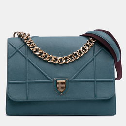 Christian Dior Blue Medium Grained Calfskin Christian Diorama Satchel 1182847