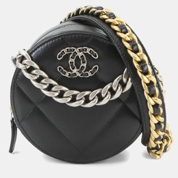 Chanel 19 Round Black Leather Chain Shoulder Bag 1182823