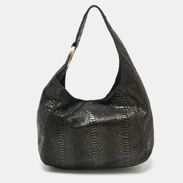 Michael Kors Black Python Effect Faux Suede Fulton Hobo 1182196