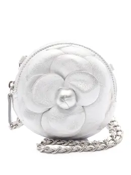 Chanel 2021 Mini CC Metallic Lambskin Camellia Bouquet Round Clutch on Chain crossbody bag 31249197