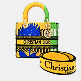 Christian Dior Lady D-Lite Medium Yellow Canvas Tote Bag 1182812