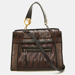 Fendi Zucca Leather and Mesh Runaway Top Handle Bag 1182571
