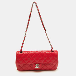 Chanel Red Quilted Caviar Leather Classic East West Flap Bag 1182352
