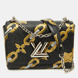 Louis Vuitton Black Epi Leather Chain Flower Print Twist MM Bag 1182003