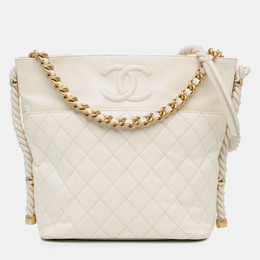 Chanel White Crumpled Calfskin En Vogue Rope Satchel 1183469
