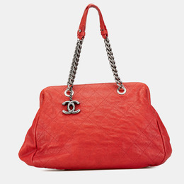 Chanel Red Medium Quilted Caviar Frame Tote 1183432