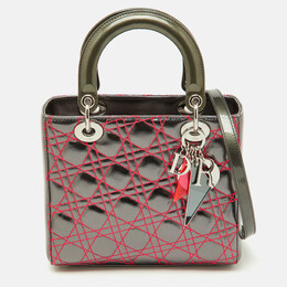 Christian Dior Grey Cannage Patent and Leather Anselm Reyle Lady Christian Dior Tote 1182560