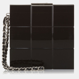 Chanel Black Choco Bar Lucite Perspex Clutch 1183457