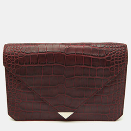 Alexander Wang Burgundy Croc Embossed Leather Prisma Envelope Clutch 1182028
