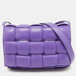 Bottega Veneta Purple Leather Padded Intreccio Cassette Shoulder Bag 1182372