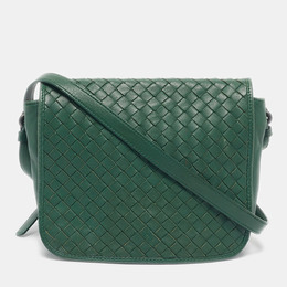 Bottega Veneta Green Intrecciato Leather Flap Crossbody Bag 1182181