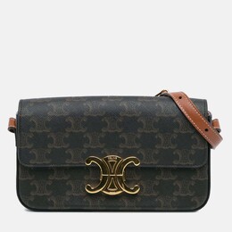Celine Brown Triomphe Coated Canvas Claude Shoulder Bag 1184029