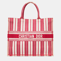 Christian Dior Red Large Striped Book Tote 1184019