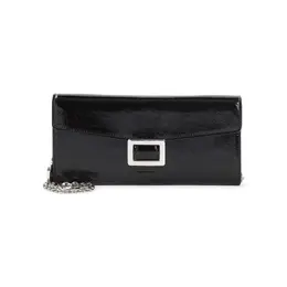 Roger Vivier-Black Belle Brushed Leather Clutch-Donna 52245283864916