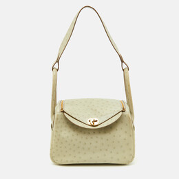 Hermes Gris Perle Ostrich Gold Finish Lindy 26 Bag 1185588
