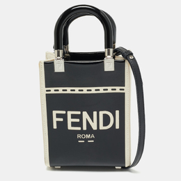 Fendi Black/Cream Patent Leather and Canvas Mini Sunshine Tote 1185148