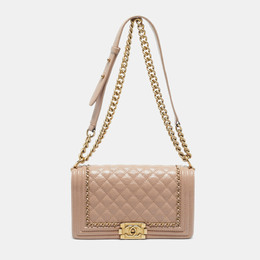 Chanel Pink Quilted Aged Leather Chain Around Medium Boy Flap Bag 1185026