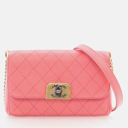Chanel Straight Lines Flap Pink Calfskin Shoulder Bag 1184758