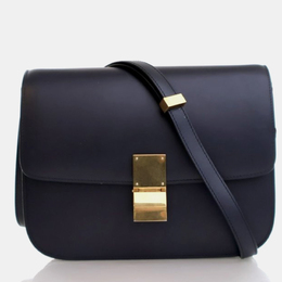 Celine Classic Box Medium Blue Calfskin Shoulder Bag 1184596