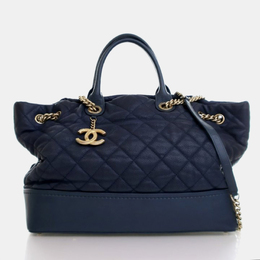 Chanel Globe Trotter Blue Caviar Shopping Tote Bag 1184568