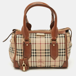 Burberry Brown/Beige Haymarket Coated Canvas and Leather Satchel 1184185