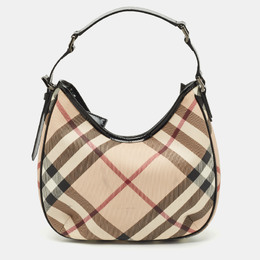 Burberry Black/ Nova Check PVC and Patent Leather Small Barton Hobo 1184479