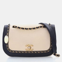Chanel Lovely Chains Beige Lambskin Caviar Flap Shoulder Bag 1184556