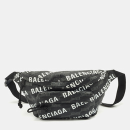 Balenciaga Black BB Monogram Coated Canvas Logo Medium Signature Belt Bag 1183616