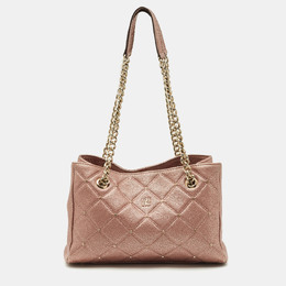 CH Carolina Herrera Metallic Pink Leather Crystal Chain Tote 1183594
