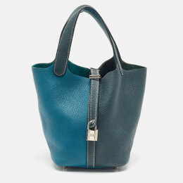 Hermes Vert Bosphore/Vert Cypress Taurillon Clemence Leather Picotin Lock 18 Bag 1151774