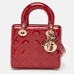 Christian Dior Red Cannage Patent Leather Small Lady Christian Dior Tote 1151067