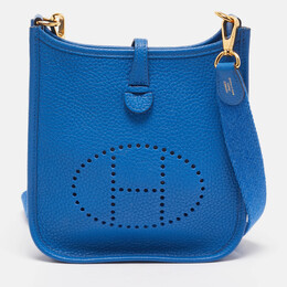 Hermes Bleu France Taurillon Clemence Leather Evelyne TPM Bag 1149665