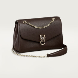 Женская сумка через плечо Cartier Sac chaine petit modèle, Panthère Graphique de Cartier, телячья кожа коричневого цвета с зернистой отделкой crl1002571