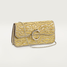 Вечерняя сумка Cartier Sac chaine mini modèle, Panthère C de Cartier, золотистая металлизированная телячья кожа с вышивкой в виде тигра crl1002602