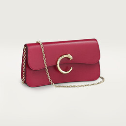 Женская сумка через плечо Cartier Sac chaine petit modèle, Panthère C de Cartier, телячья кожа вишнево-красного цвета crl1002397