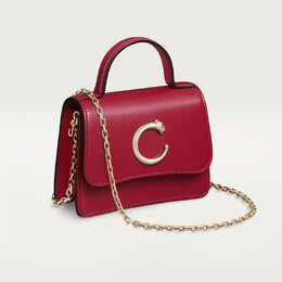 Мини-сумка Cartier Sac chaine micro modèle, Panthère C de Cartier, телячья кожа вишнево-красного цвета crl3002222