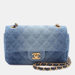 Chanel Blue Mini Rectangular Quilted Washed Denim Flap Bag 1184337