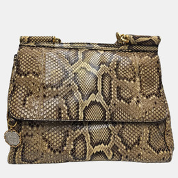 Dolce & Gabbana Miss Sicily Medium Yellow Python Leather Satchel Bag 1184284