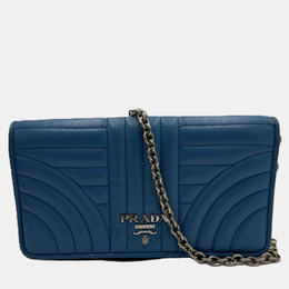 Prada Diagramme Blue Leather Shoulder Bag 1184246