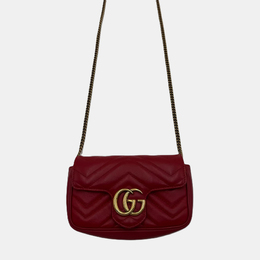 Gucci Marmont Super Mini GG Red Leather Crossbody Bag 1184265