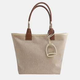 Hermes Steeple Beige/Brown Canvas Tote 1184220