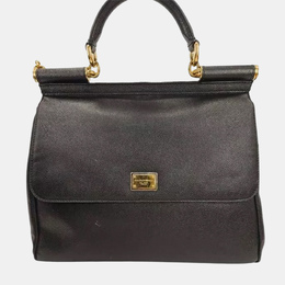 Dolce & Gabbana Miss Sicily Black Leather Top Handle Bag 1184251