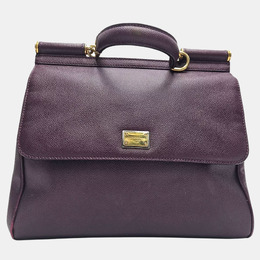 Dolce & Gabbana Miss Sicily Large Purple Leather Top Handle Bag 1184236