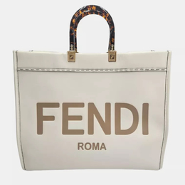 Fendi Sunshine White Leather Tote 1184224
